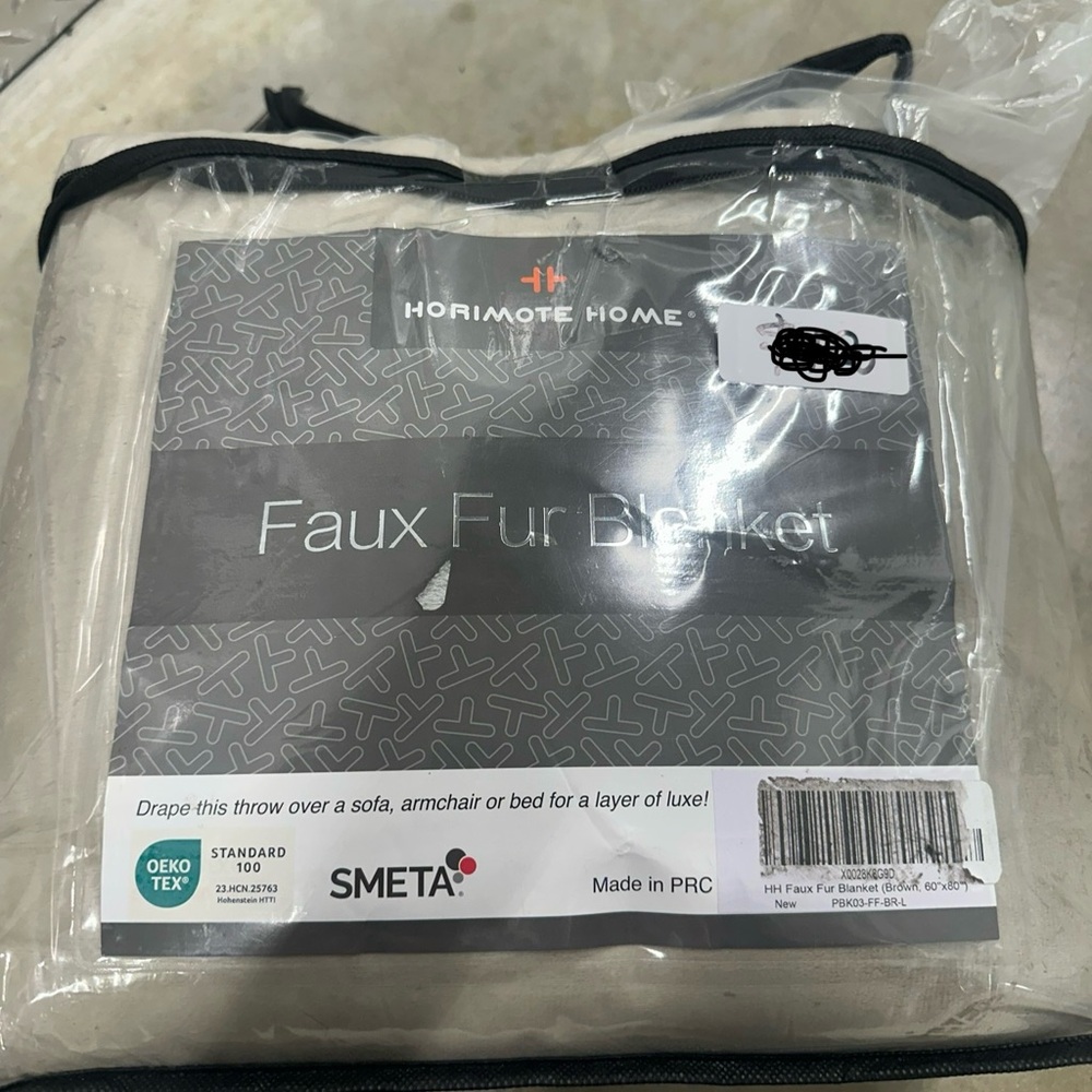 horimote home faux fur blanket 60x80 new open bag